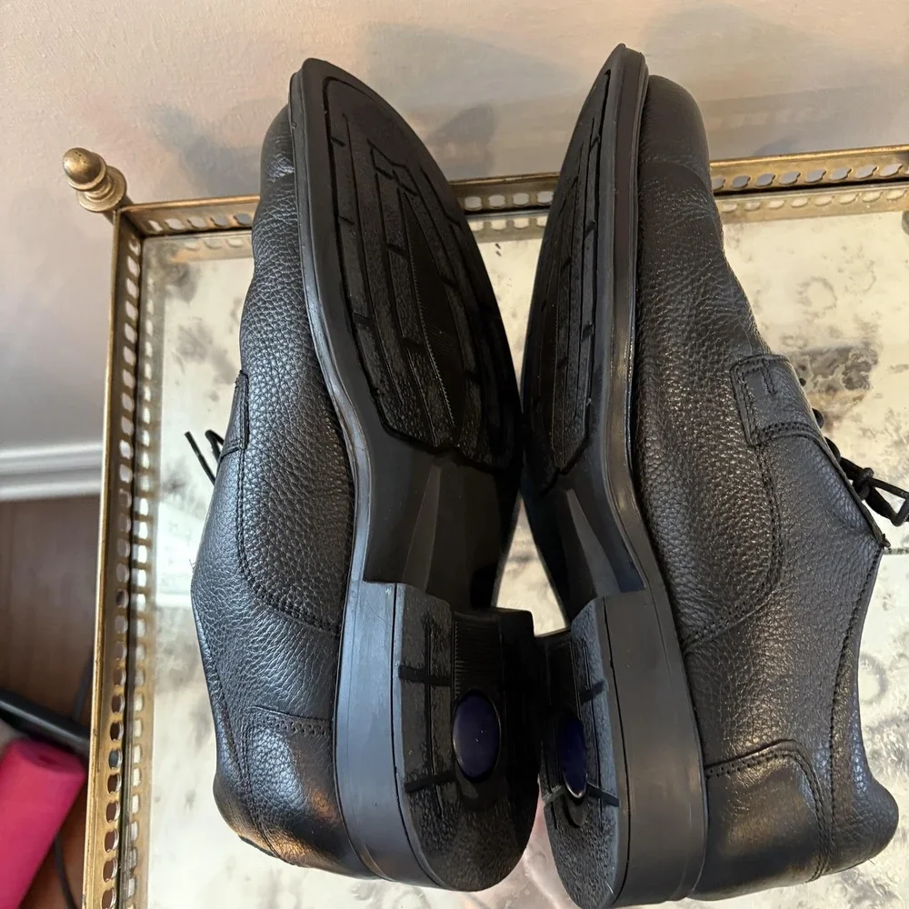 Belvedere Shoes Mens Size 10 Black Bay‎ Bridge Derby EEE Wide Apron Toe Leather